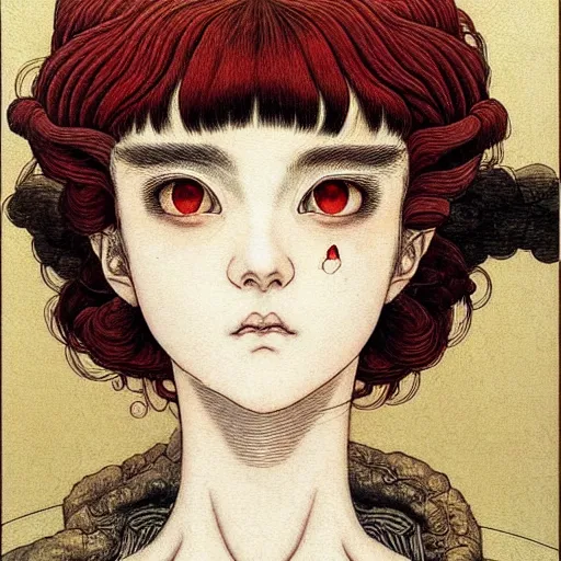 Prompt: prompt: Portrait painted in renaissance style drawn by Katsuhiro Otomo and Takato Yamamoto, inspired by Fables, china doll face, smooth face feature, intricate oil painting, high detail, sharp high detail, manga and anime 2000