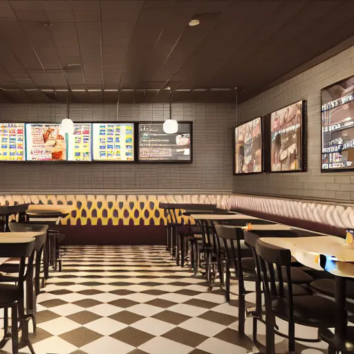Image similar to a beautiful 3d render of a waffle house restaurant ultra realism, high definition, post processing, unreal engine, 8k, high resolution, octane render, 4k UHD, photographic, digital art