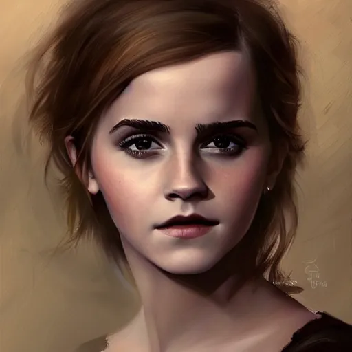 Image similar to Beautiful Painting of Emma Watson in the style of Charlie Bowater, digital fantasy portrait