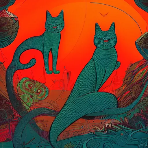 Image similar to artwork by kilian eng, awesome cat, 4 k