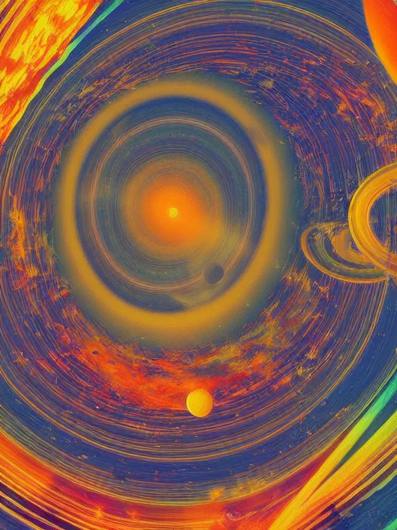 Image similar to A psychedelic poster of Saturn by Wes Wilson