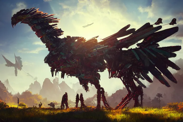 Image similar to glinthawk machine creature robot of horizon forbidden west horizon zero dawn radiating a glowing aura global illumination ray tracing hdr fanart arstation by ian pesty and alena aenami artworks in 4 k