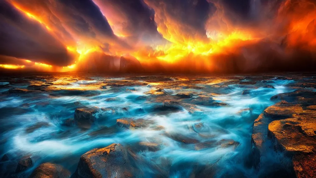 Image similar to amazing landscape photo of a molecule by marc adamus, beautiful dramatic lighting