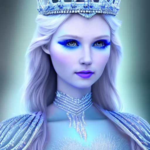 Image similar to photo of a real-life! very beautiful ice queen, highly detailed, 4k,