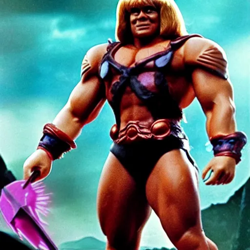 Prompt: he-man the master of the universe, realistic photo, epic background, wow factor, footage from the movie —number 9