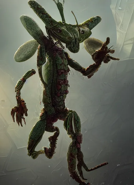 Prompt: anthropomorphic mantis, guardians of the galaxy, au naturel, hyper detailed, digital art, trending in artstation, cinematic lighting, studio quality, smooth render, unreal engine 5 rendered, octane rendered, art style by klimt and nixeu and ian sprigger and wlop and krenz cushart