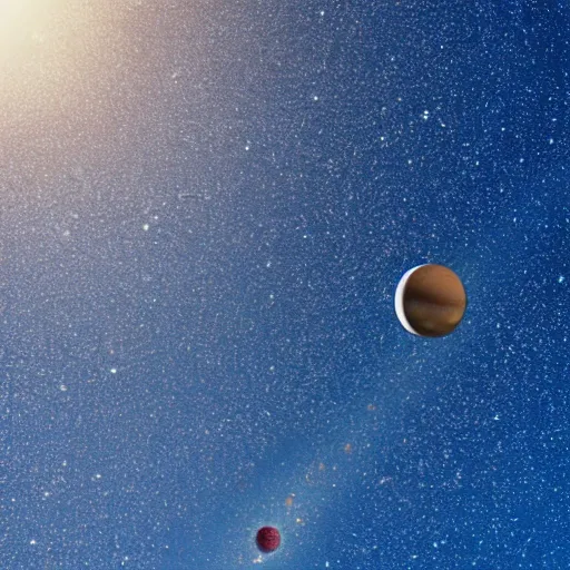 Image similar to a micro - planet on a blue sky background