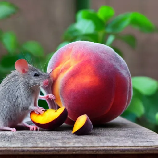 Image similar to A peach with a rat