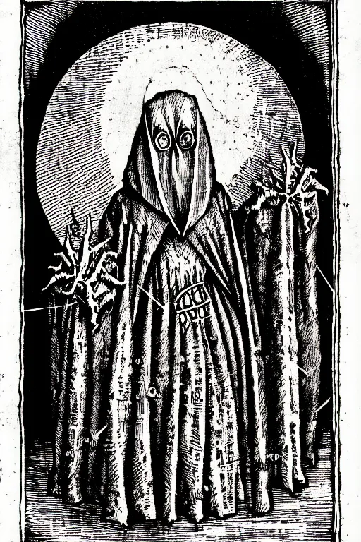 Image similar to the flatwoods monster of the apocalypse, pen and ink illustration / renaissance woodcut by albrecht durer 1 4 9 6, 1 2 0 0 dpi scan, ultrasharp detail, hq scan, intricate details, stylized border