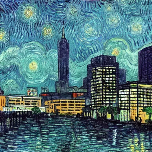 Image similar to downtown Tampa skyline by Van Gogh