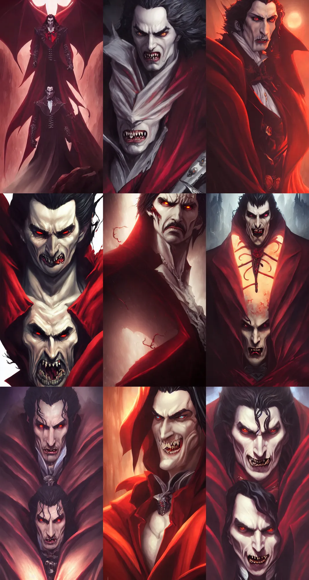 Prompt: dracula, castlevania, close up, by stanley artgerm lau, wlop, rossdraws, james jean, andrei riabovitchev, marc simonetti, and sakimi chan, trending on artstation