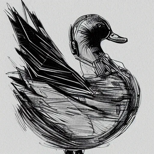 Prompt: cyberpunk duck sketch