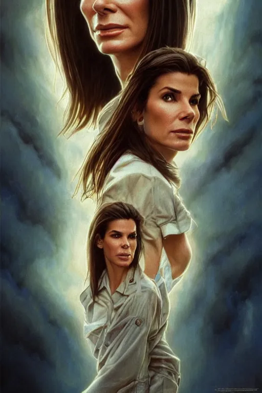 Image similar to sandra bullock in the movie independence day 1 9 9 6, realistic portrait, symmetrical, highly detailed, digital painting, artstation, concept art, smooth, sharp focus, illustration, cinematic lighting, art by artgerm and greg rutkowski and alphonse mucha