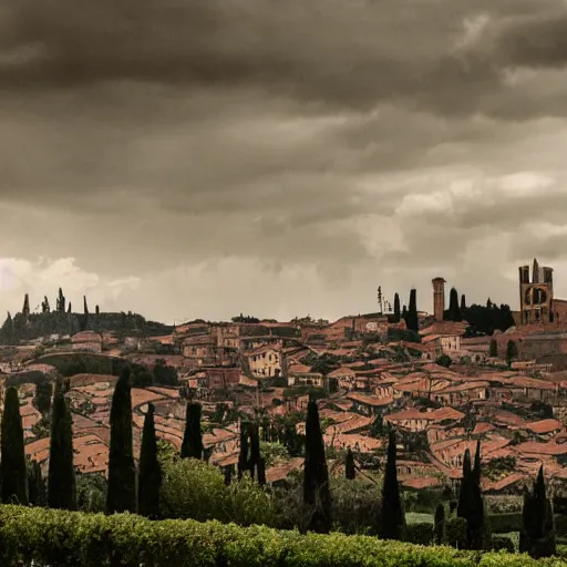 Image similar to a beautiful dystopian photo of san miniato, surreal, hyper detail, atmosphere
