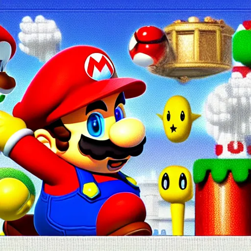 Prompt: super mario getting a star