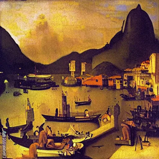 Prompt: rio de janeiro painted by johannes vermeer