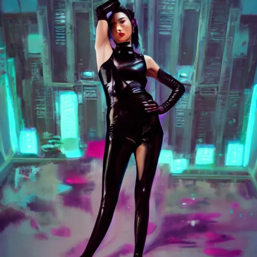 Amai Liu Black Porn - fashionable photo of amai liu in futuristic goth make | Stable Diffusion |  OpenArt