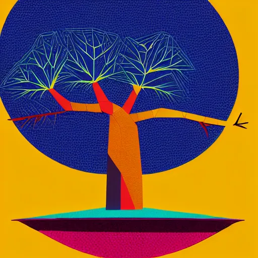 Image similar to baobab maple tree but minimalistic concept art by frank stella gilleard james, whalen tom, colorful, soft light, trending on artstation, minimalism