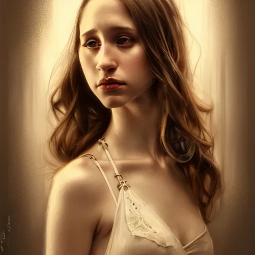 Image similar to in the style of rob hefferan, artgerm, beautiful taissa farmiga, steampunk, elegant pose, middle shot waist up, symmetrical face symmetrical eyes, cinematic lighting, detailed realistic eyes, short neck, insanely detailed and intricate elegant