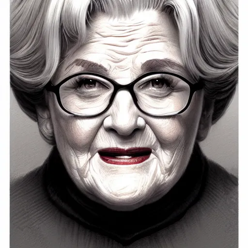 Prompt: pencil illustration of mrs doubtfire trending on art station artgerm Greg rutkowski cinematic