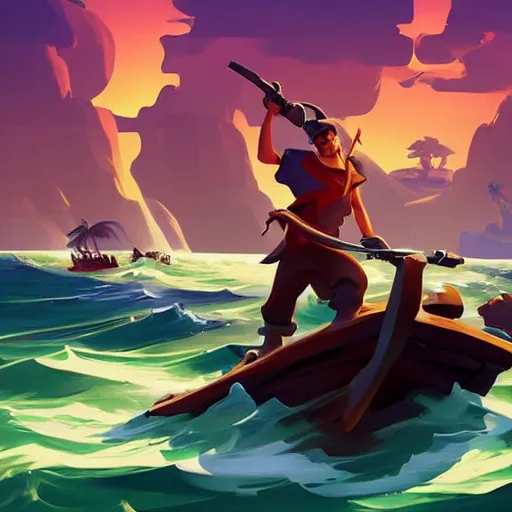 Image similar to painting treasure on sea of thieves game smooth median photoshop filter cutout vector, behance hd by jesper ejsing, by rhads, makoto shinkai and lois van baarle, ilya kuvshinov, rossdraws global illumination