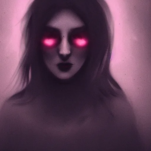 Image similar to selfie!!!!! of a woman in a dark room, spooky filter applied!!!!, grim and gloomy atmosphere, trending on artstation, 4 k, 8 k