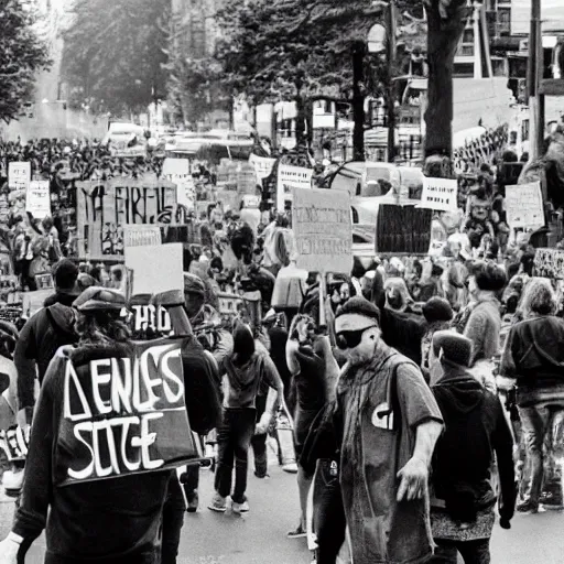 Prompt: portland oregon protests 3 5 mm