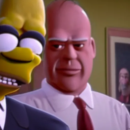 Image similar to movie still of homer simpson as barack obama