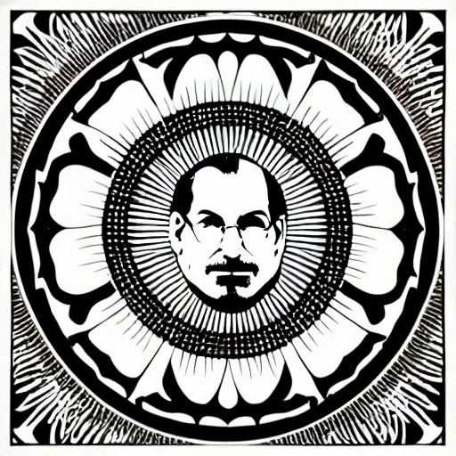 Prompt: steve jobs mandala shepard fairey