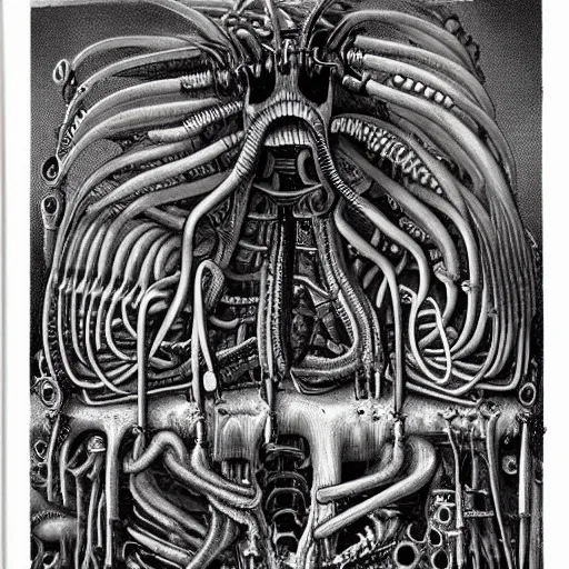 Prompt: highly detailed anatomical biomechanical industrial factory made to chew objects, biomechanical machine made of teeth, disturbing biohorror saliva and ooze artwork print, by hr giger!!!