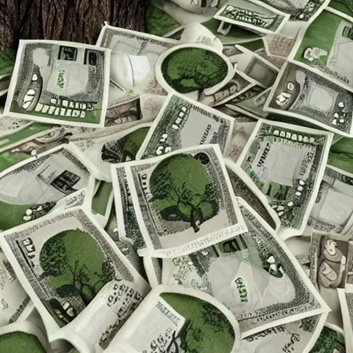 Image similar to A tree with money bills instead of leafs. hyperrealistic