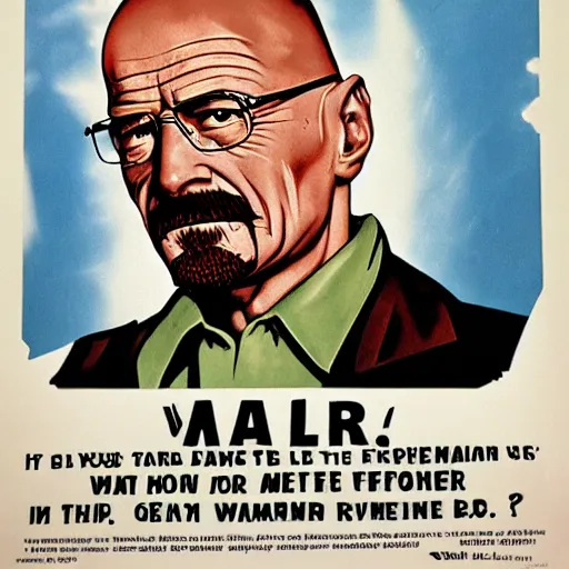 Prompt: a world war 2 propaganda poster featuring walter white