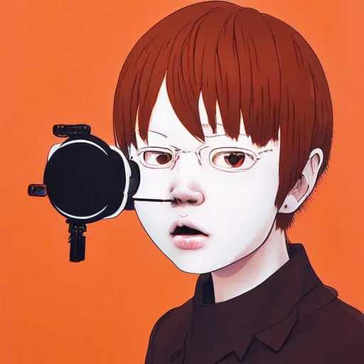 Image similar to an orange tabby gets a shot by a syringe by ilya kuvshinov katsuhiro otomo