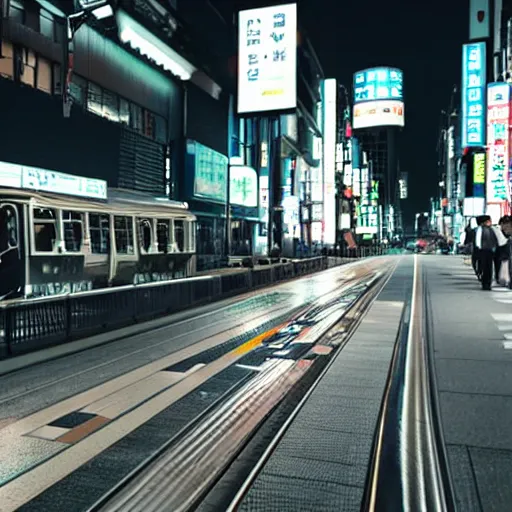 Prompt: a tram ride in tokyo at night, hyper realistic, very detailed, cinematic