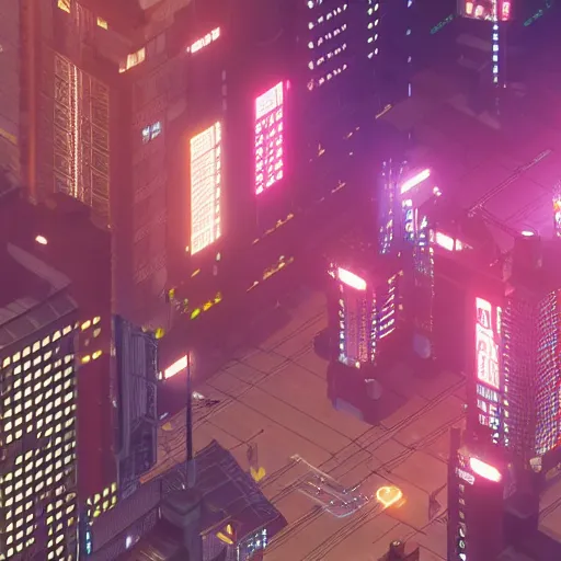 Image similar to stunning isometric view of neo tokyo at night, 4k, dramatic lighting, cyberpunk, akira neo tokyo, unreal engine