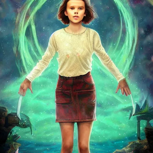 Prompt: millie bobby brown, fantasy, art, beautiful,