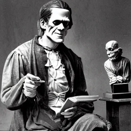 Prompt: frankenstein teaching calculus, award winning teaching photography