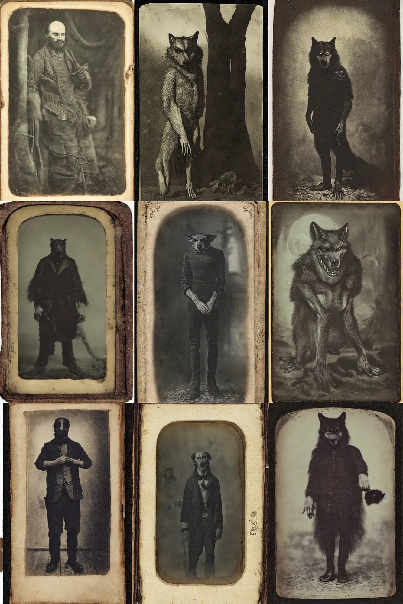 Prompt: daguerrotype of the werewolf