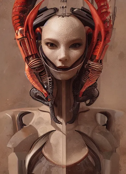 Prompt: portrait of a futuristic geisha cyborg, xenomorph, modern fine art, fractal, intricate, elegant, highly detailed, subsurface scandering, by jheronimus bosch and greg rutkowski,