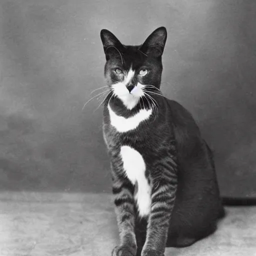 Image similar to a cat in military uniform during world war I. world war I photography. high resolution. grainy photo. national geographic photo of the year. W-1024