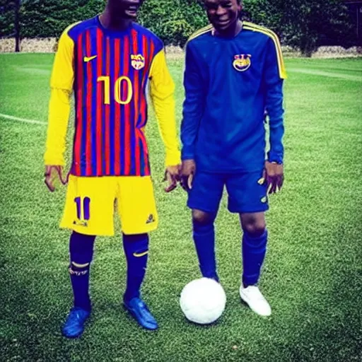 Prompt: “doctor simi and Messi playing soccer”