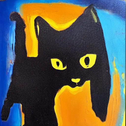 Image similar to abstract expressionism painting of a black cat