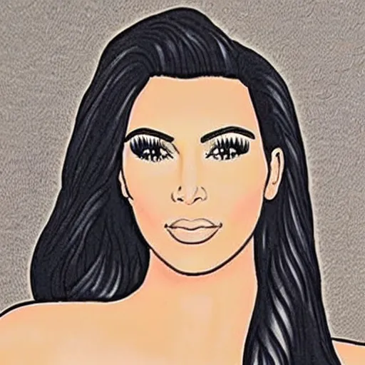 Image similar to Kim Kardashian coloring book picture in wax crayon