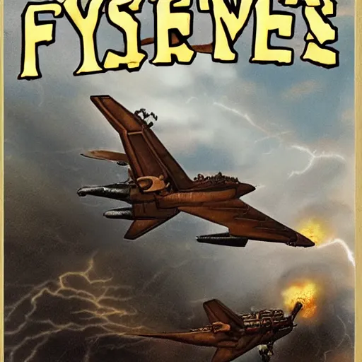 Image similar to a flying steampunk fortress, explosive storm, behrens style