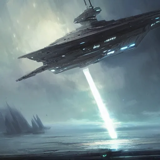 Prompt: concept art of an star destroyer by greg rutkowski