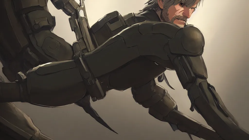 Prompt: snake from metal gear, studio ghibli, pixar and disney animation, sharp, rendered in unreal engine 5, highly detailed, digital painting, artstation, concept art, smooth, sharp focus, illustration, wide angle, artbook, wallpaper, splash art, promo art, dramatic lighting, art by artgerm and greg rutkowski and bo chen and jin xiaodi