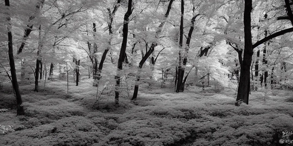 Image similar to infrared photography of a forest, ir 5 5 0 nm, kolari