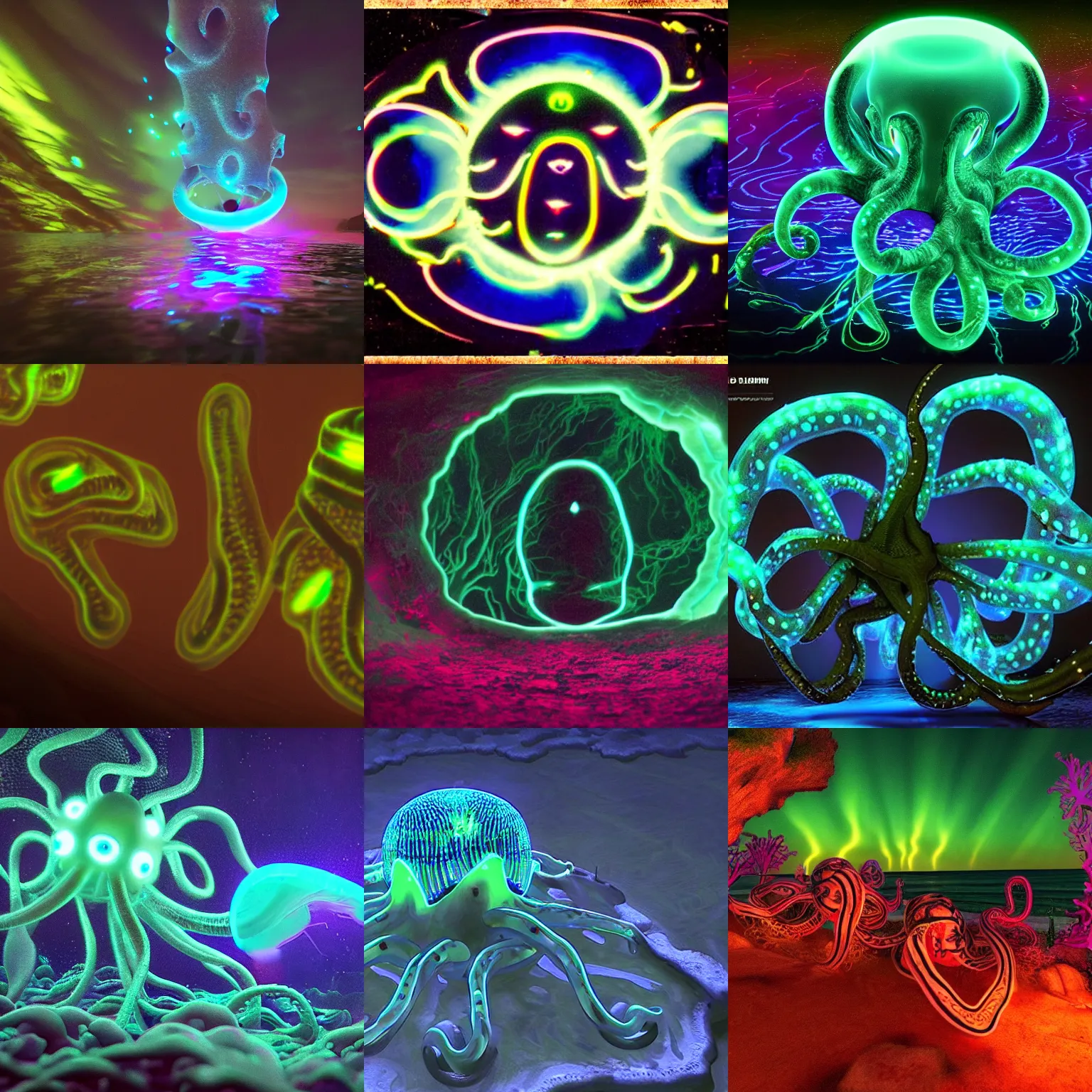 Prompt: 🐙 bioluminescence, cinematic ultra hd