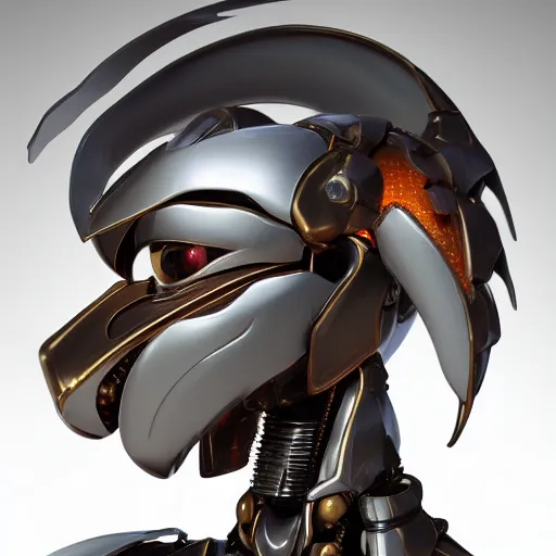 Image similar to a highly detailed close-up bust, of an awe-inspiring beautiful cute humanoid anthropomorphic robotic mecha female dragon, with smooth and streamlined armor, standing and posing elegantly in front of the camera, well detailed head with two LED eyes, sharp teeth, two arms, digital art, artstation, DeviantArt, professional, octane render, sunset lighting