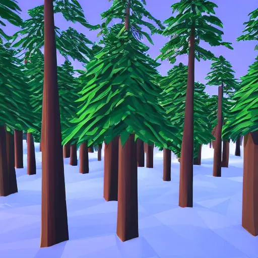 Prompt: a forest of low poly trees